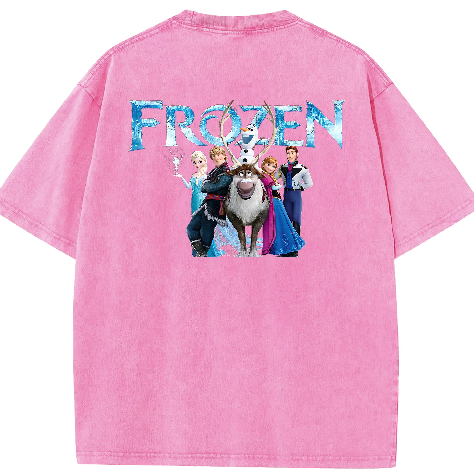 （画像用） アナと雪の女王 アンナ エルサ Frozen Anna Elsa 綿100% ヴィンテージ風 半袖Tシャツ（背面プリント）